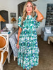 Villa Charm Floral Midi Dress-Green