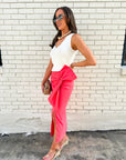 Coral Crush Midi Skirt