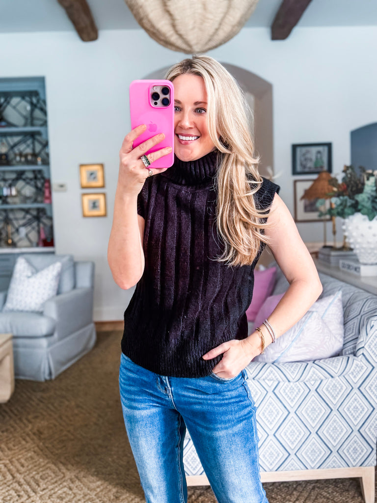 Fashion District Ribbed Sweater-Black