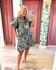 Luminous Bloom Mini Dress-Gray
