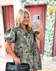 Luminous Bloom Mini Dress-Gray