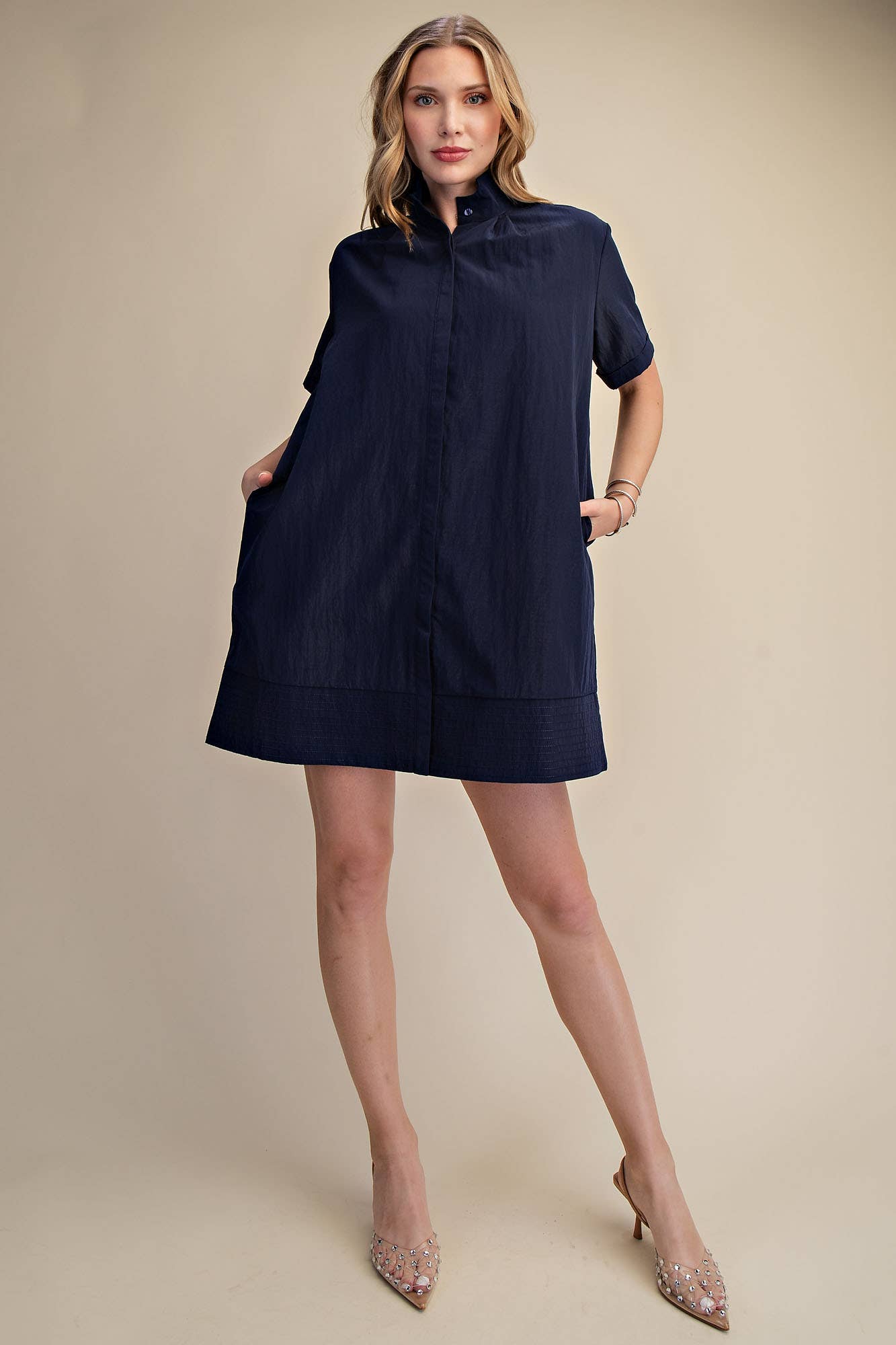 Daylight Bloom Mini Dress-Navy