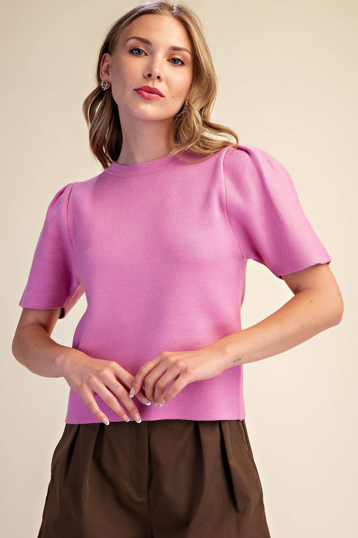 Sunday Autumn Knit Top-Pink