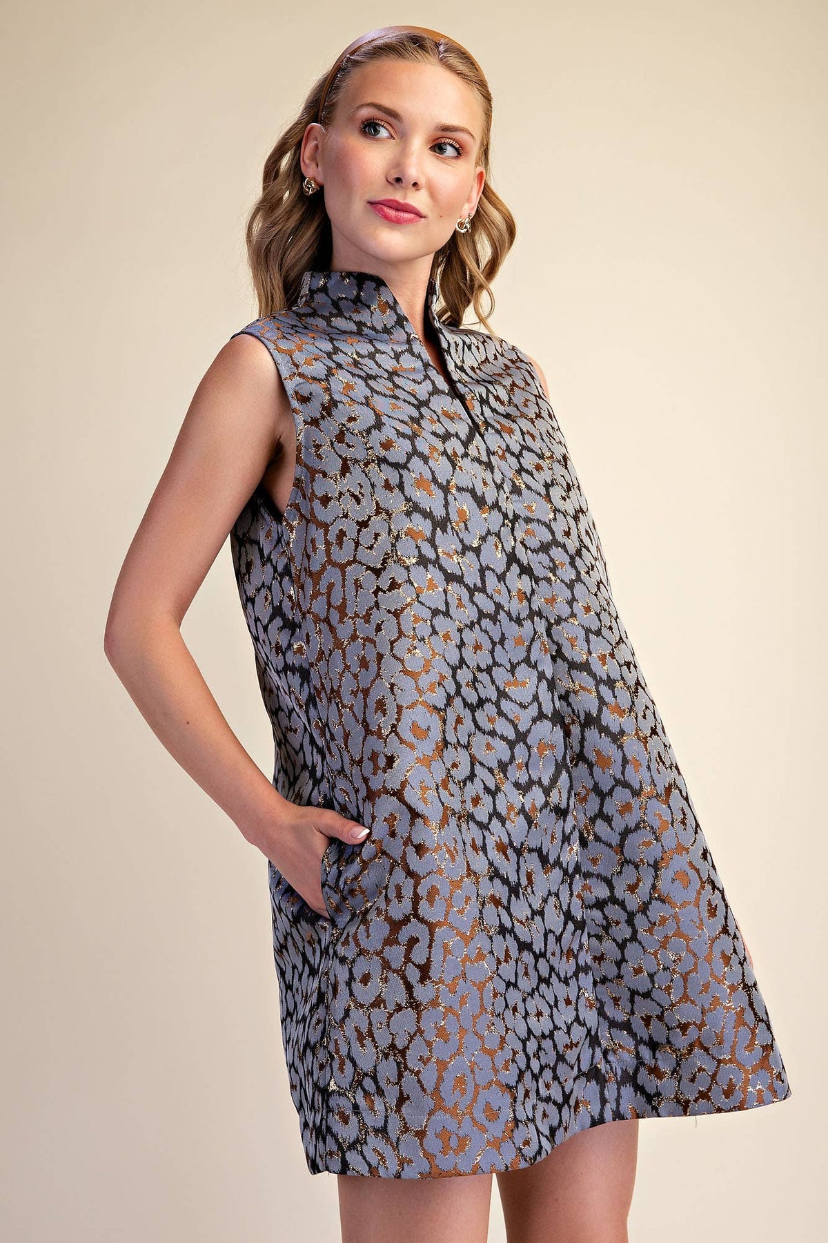 Huntress Jacquard Mini Dress-Blue