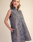 Huntress Jacquard Mini Dress-Blue