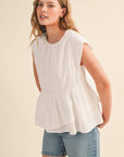 Sunday Melody Peplum Top-Off White