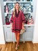 Holiday Cheer Plaid Mini Dress-Red