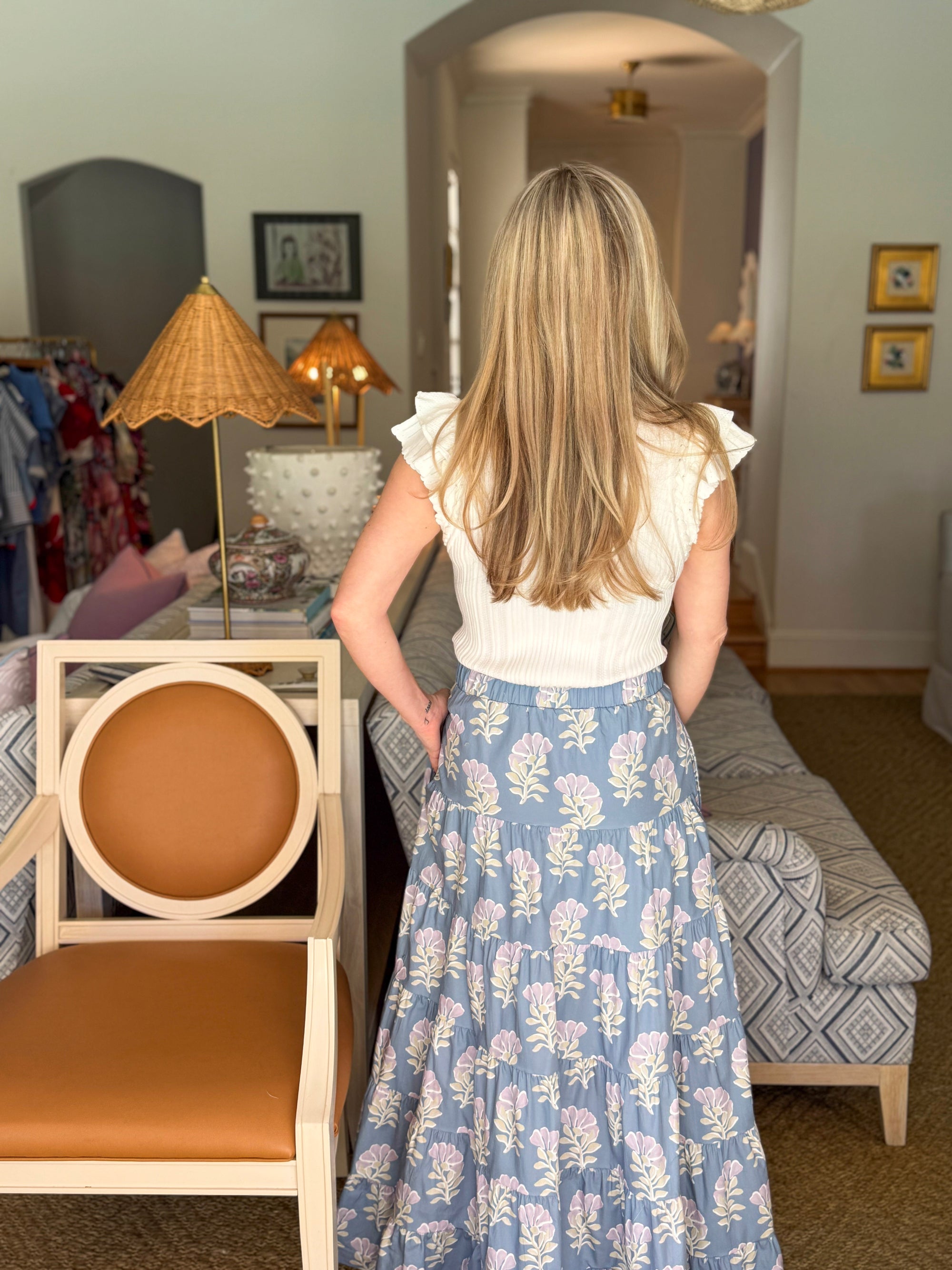 Paris Charm Ruffled Knit Top-White