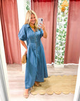 Saint Claire Denim Midi Dress