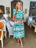 Villa Charm Floral Midi Dress-Green