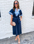Market Walks Belted Dress-Navy