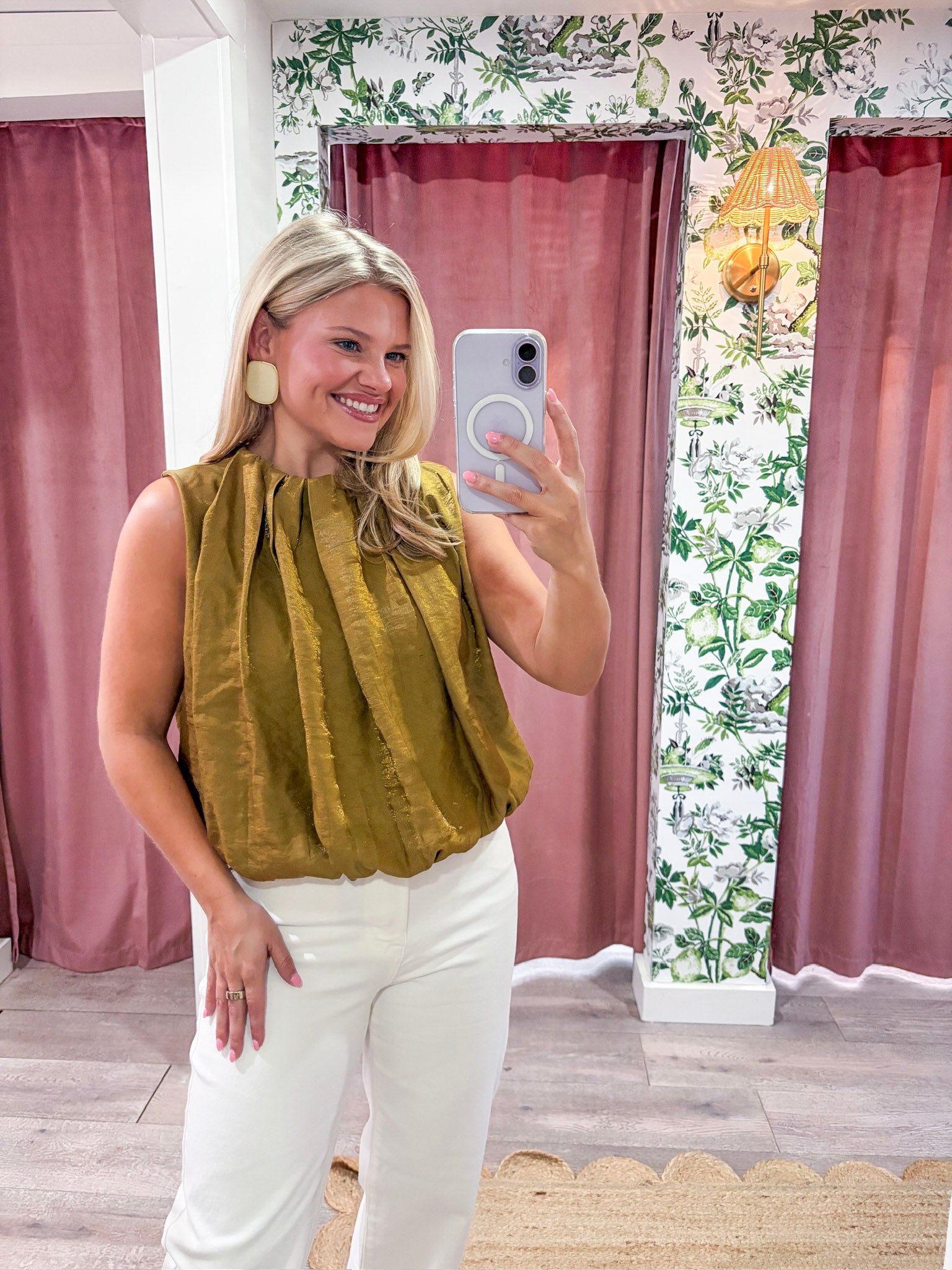 Estelle Pleated Balloon Top-Mustard