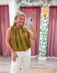 Estelle Pleated Balloon Top-Mustard