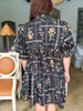 Floral Panel Mini Dress-Black