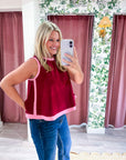 Soft Motion Knit Top-Burgundy