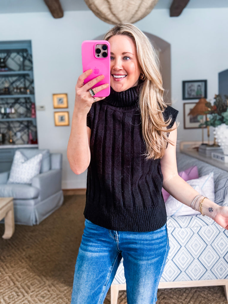 Fashion District Ribbed Sweater-Black