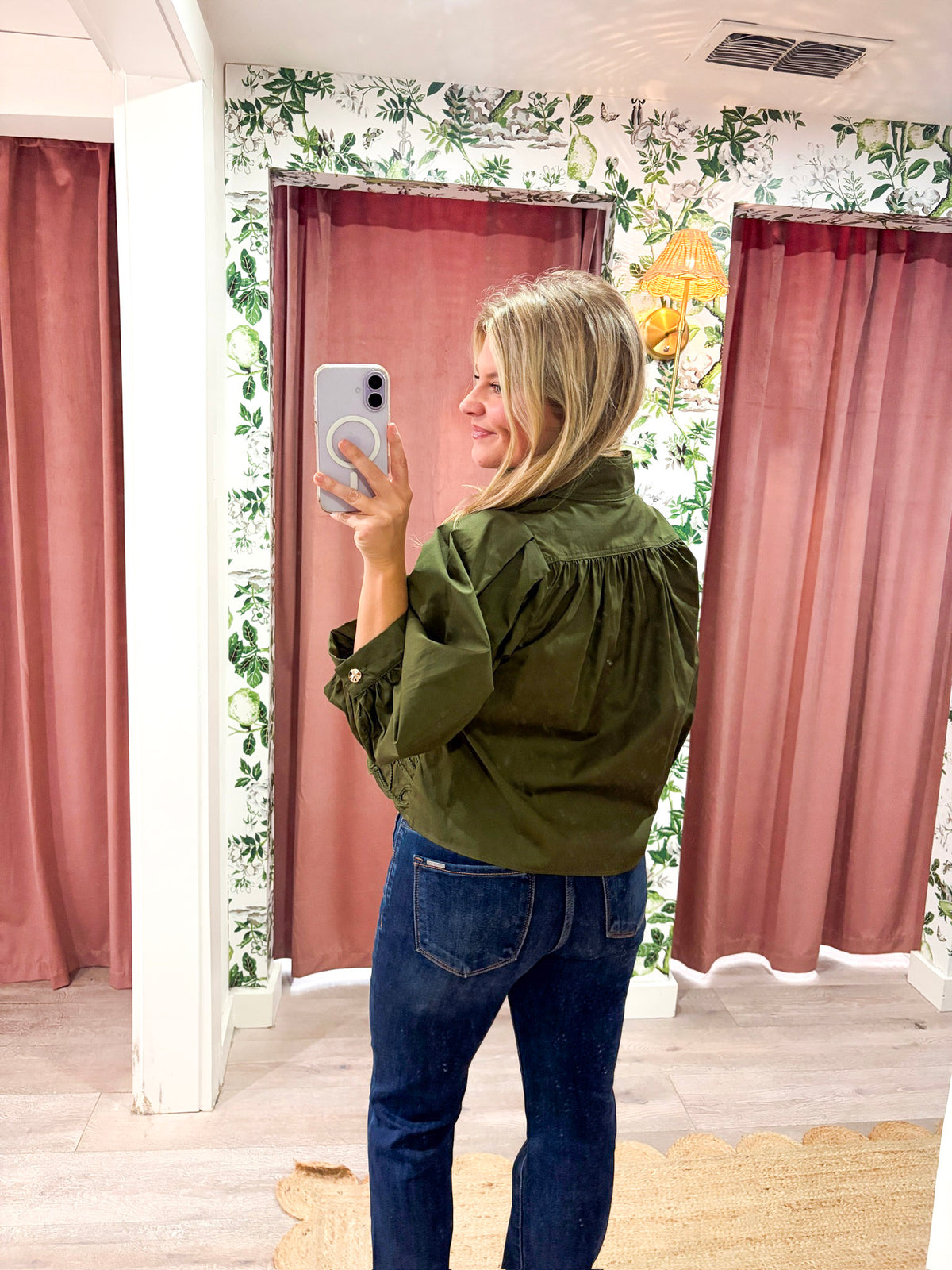 Annalise Puff Sleeve Top-Olive