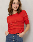 Crochet Crush Top-Scarlet Red