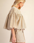 Swing Cape Stripe Top-Beige