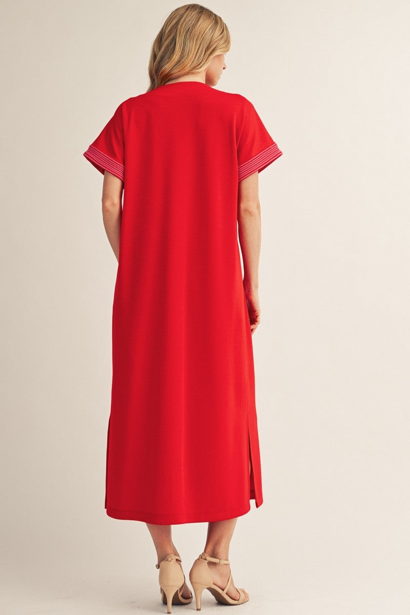 Tropical Dream Midi Dress-Tomato Red