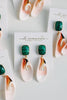 Pink Shell and Green Malachite Earrings