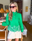 Threaded Bloom Long Sleeve Top-Spring Green