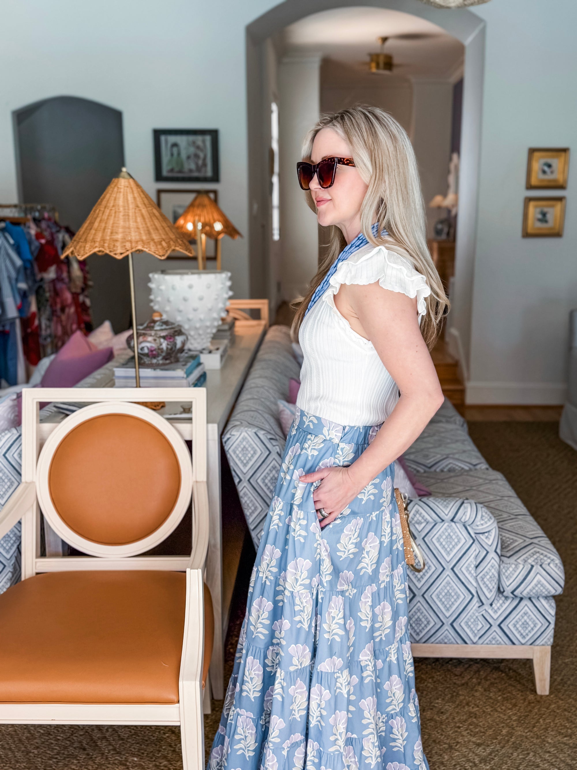 Paris Charm Ruffled Knit Top-White