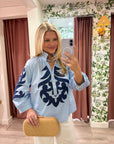 Blush Peony Top-Blue
