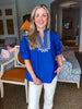 My Muse Embroidered Top-Indigo