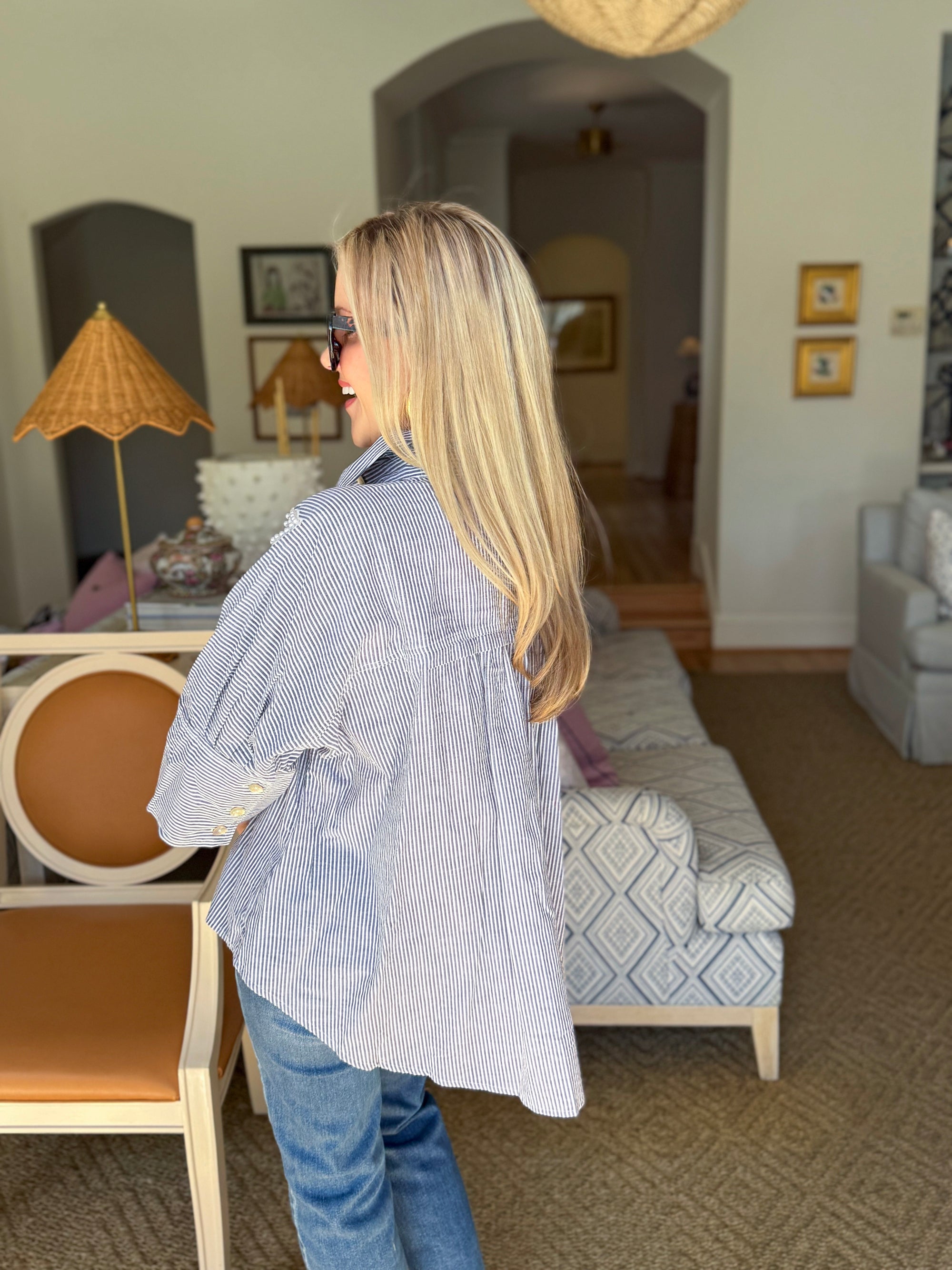 Grace in Bloom Striped Top-Black