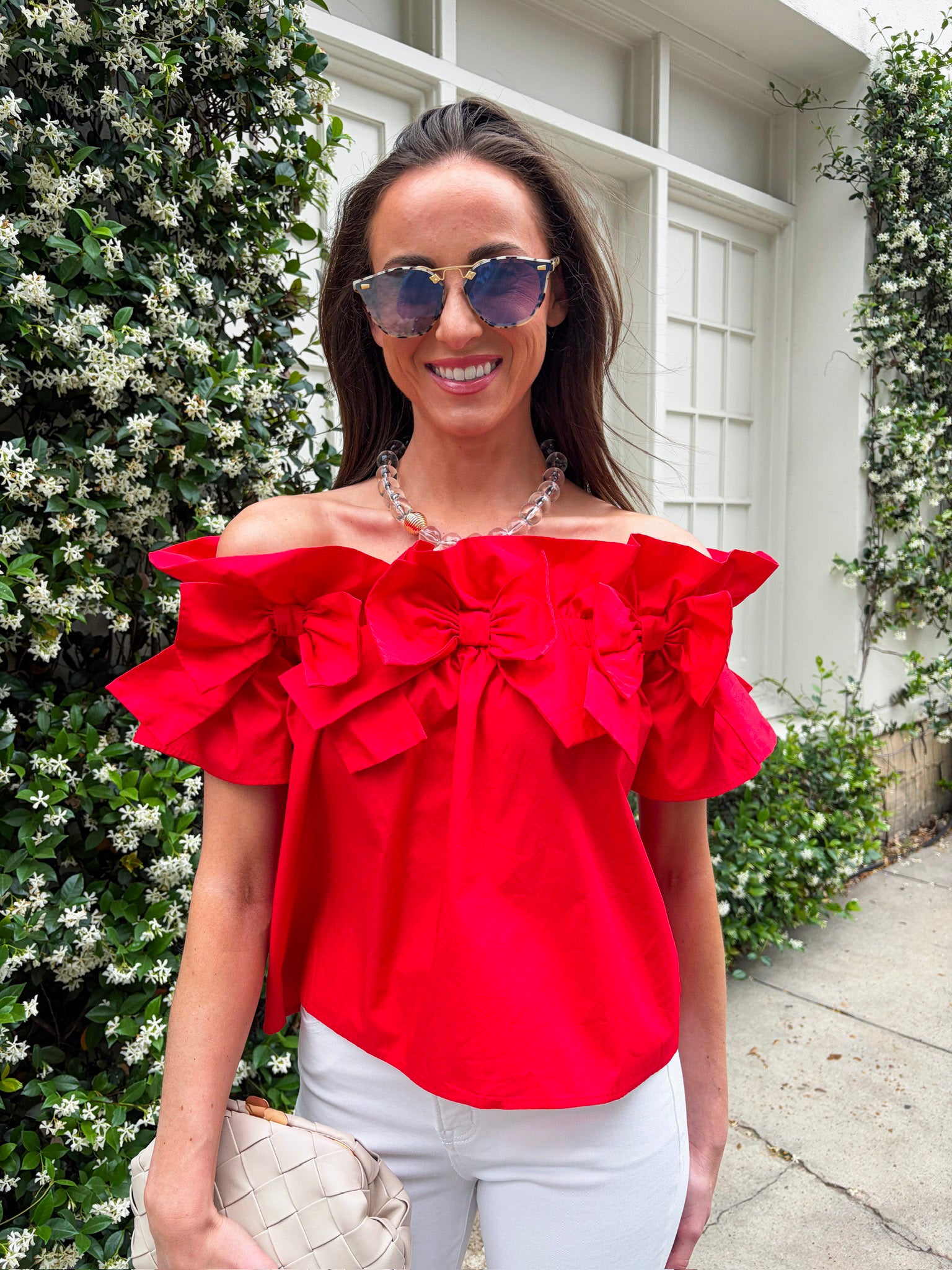 Great Night Off Shoulder Top-Red