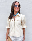 Seaside Zipper Front Jacket-Cream