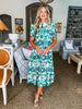 Villa Charm Floral Midi Dress-Green