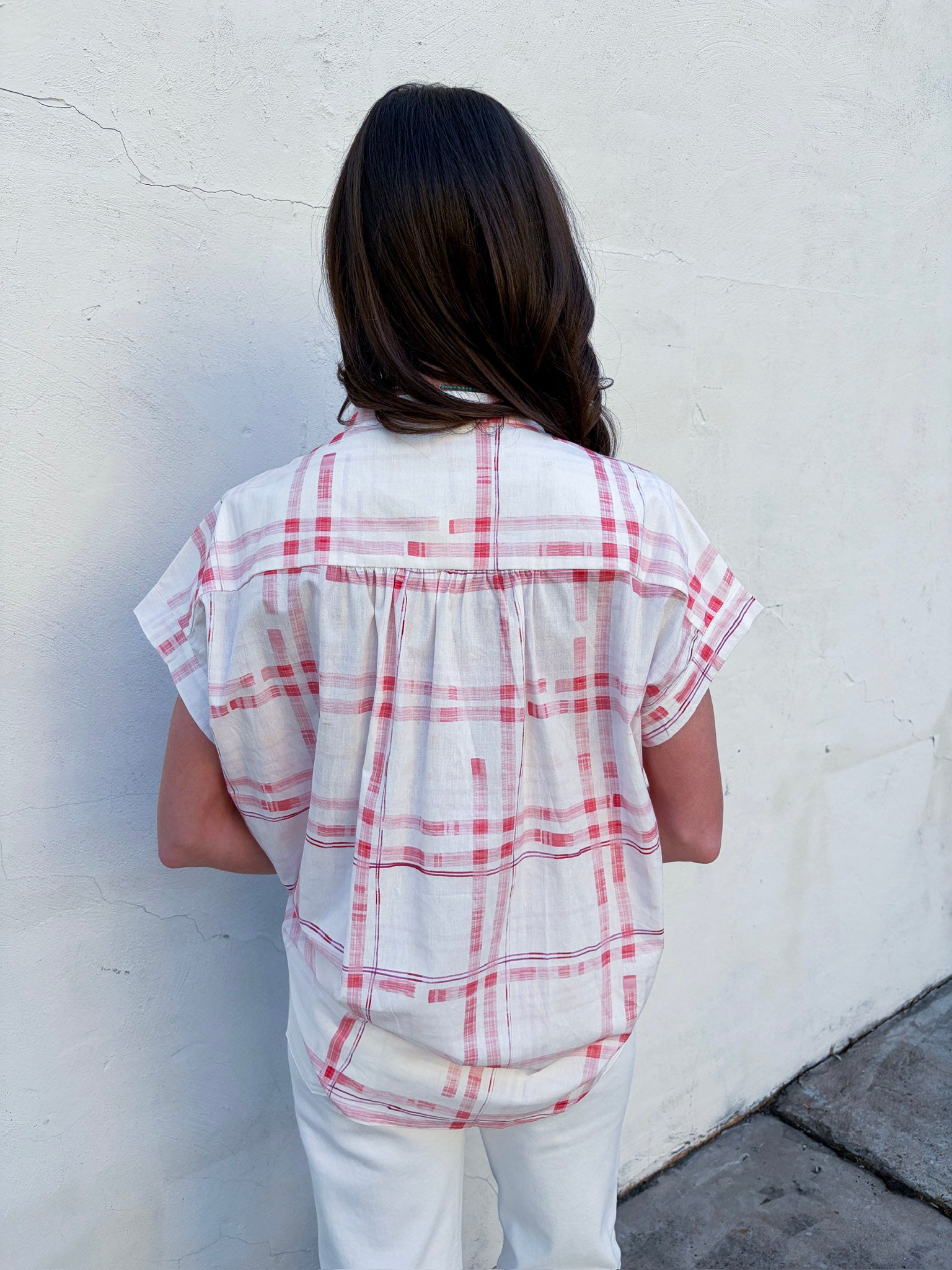 Sunset Picnic Button Down Top-Red