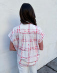Sunset Picnic Button Down Top-Red