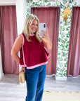 Soft Motion Knit Top-Burgundy