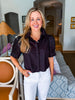 Solid Cuff Poplin Top
