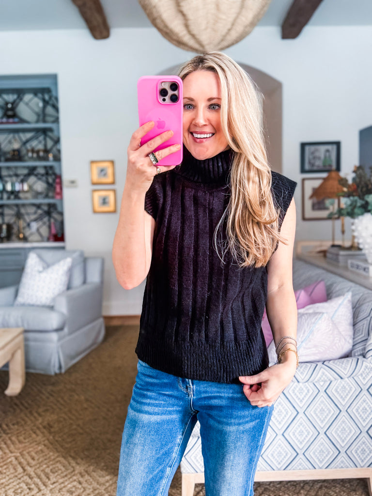 Fashion District Ribbed Sweater-Black