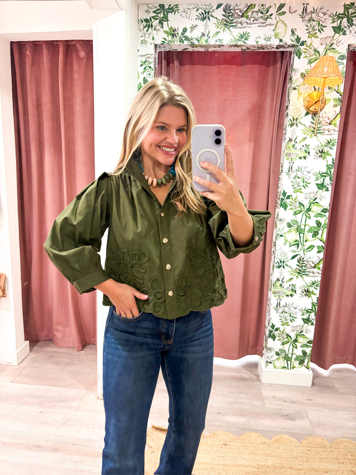 Annalise Puff Sleeve Top-Olive