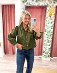 Annalise Puff Sleeve Top-Olive