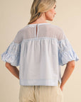 Sheer Romance Bubble Top-Sky Blue