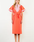 Market Walks Belted Dress-Orange Red