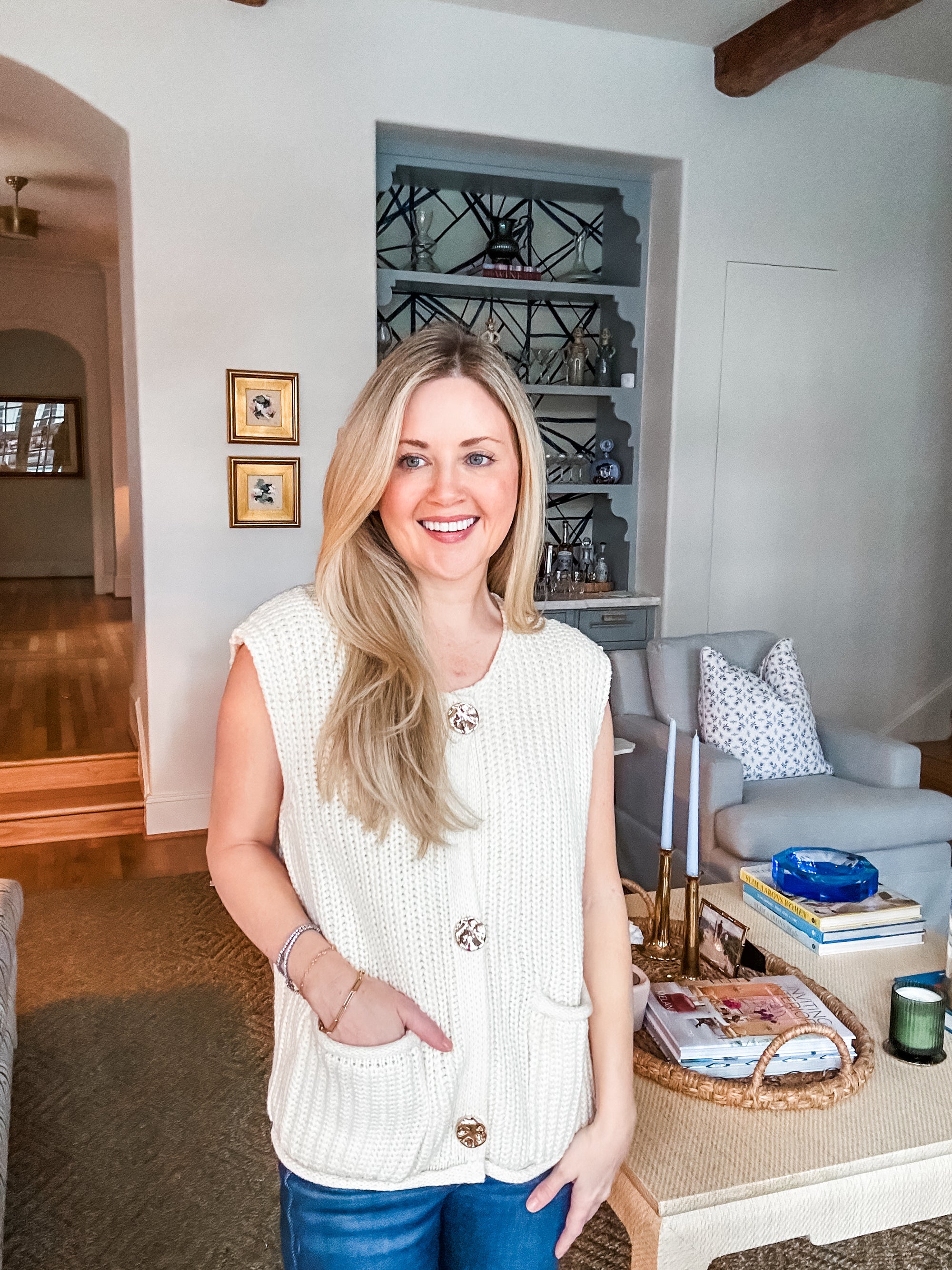 Preppy Moment Sweater Vest- Cream