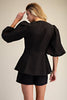 Cityscape Chic Peplum Top-Black