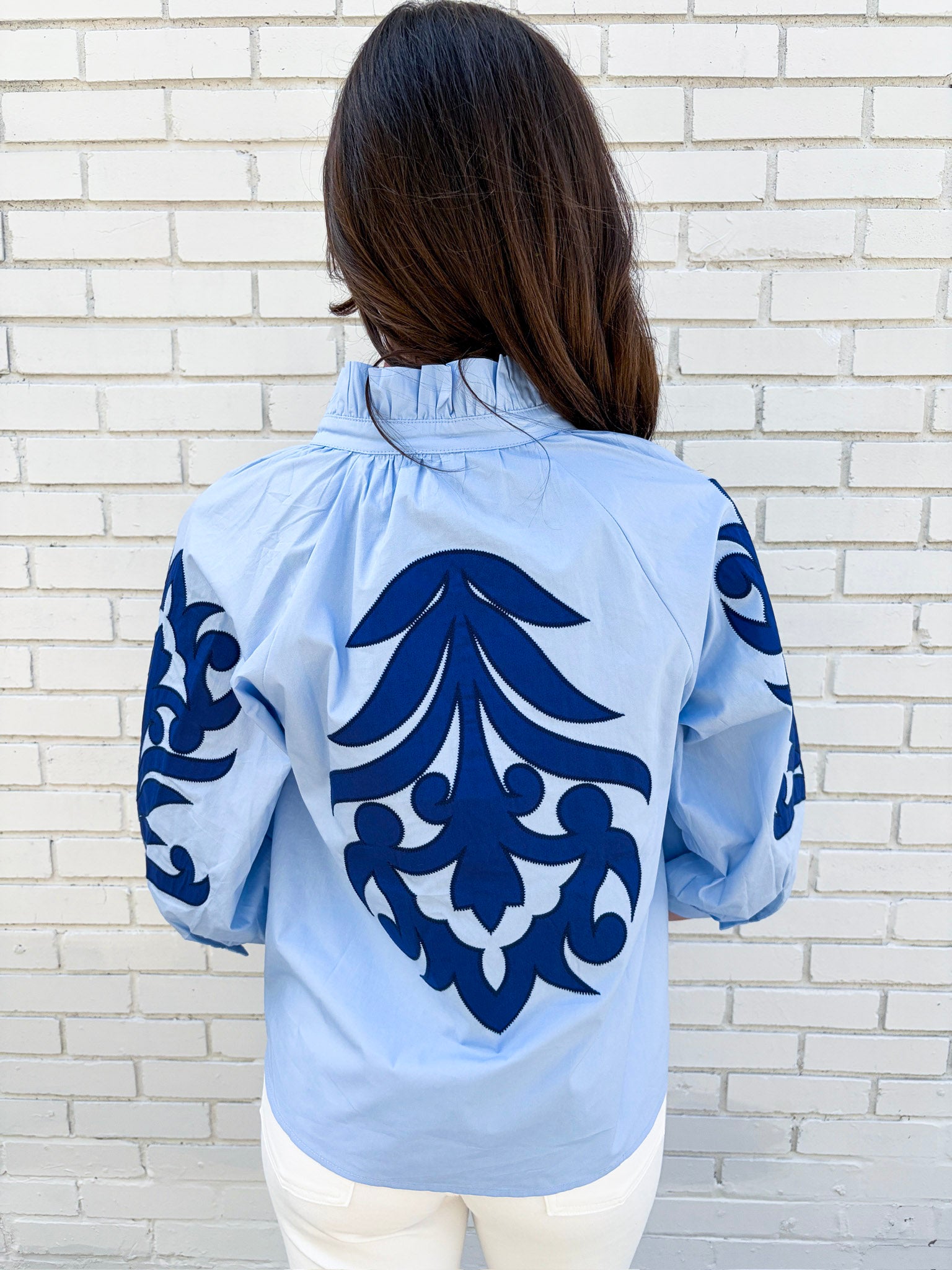 Blush Peony Top-Blue