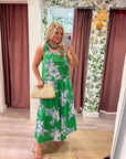 Soft Bloom Midi Skirt-Green