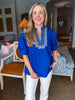 My Muse Embroidered Top-Indigo