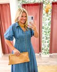Saint Claire Denim Midi Dress