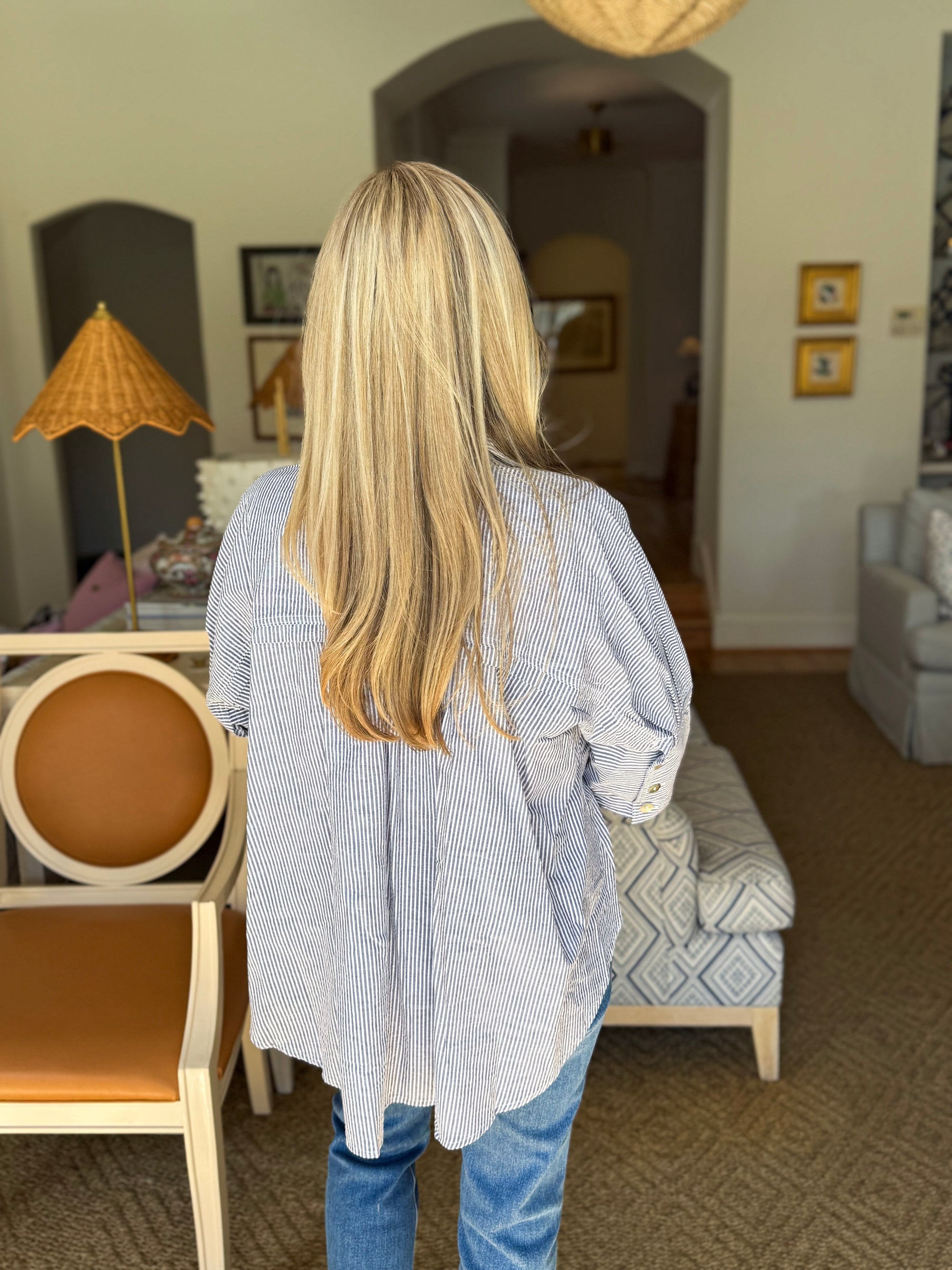 Grace in Bloom Striped Top-Black