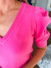 Midtown Meetup Sweater Top- Fuchsia